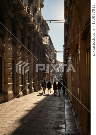 Sunset and old European town Sunset and old European town 123097012