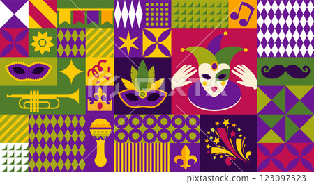Mardi Gras Carnival Typography Design 123097323