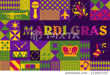 Mardi Gras Mask And Music Composition 123097330