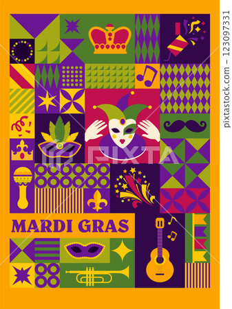 Mardi Gras Carnival Typography Artwork 123097331