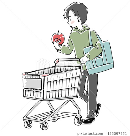 Man shopping with a shopping cart Man shopping with a shopping cart 123097351