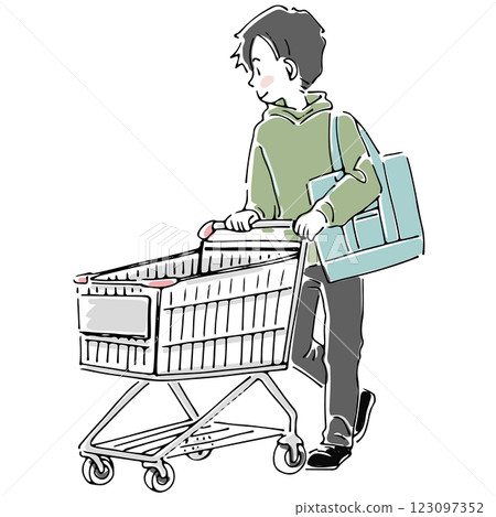 推著購物車購物的男人 123097352