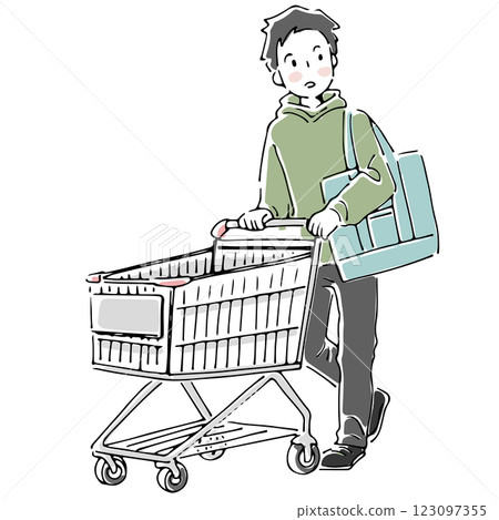 Man shopping with a shopping cart 123097355