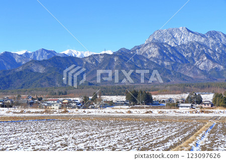 Winter Azumino Countryside and Northern Alps 123097626