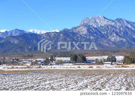 Winter Azumino Countryside and Northern Alps 123097630