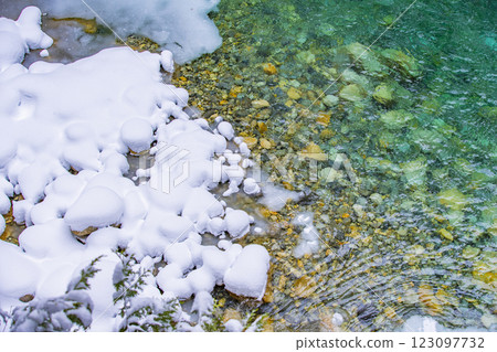 長野縣南木曾町柿餘溪的冬日風景 123097732