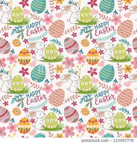 Happy Easter seamless pattern. 123097776
