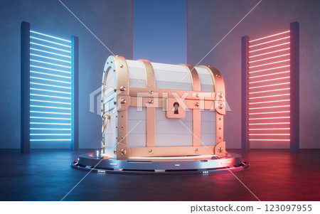 Retro treasure box, 3d rendering. Retro treasure box, 3d rendering. 123097955