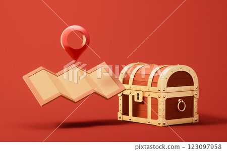 Retro treasure box, 3d rendering. Retro treasure box, 3d rendering. 123097958