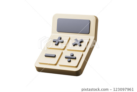 Isolated calculator with cartoon style, 3d Isolated calculator with cartoon style, 3d 123097961