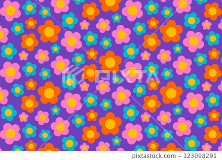 多彩復古花卉無縫圖案 123098291