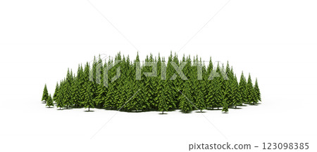 group of trees with a shadow under it, isolated on a transparent background, 3D illustration, cg render 123098385