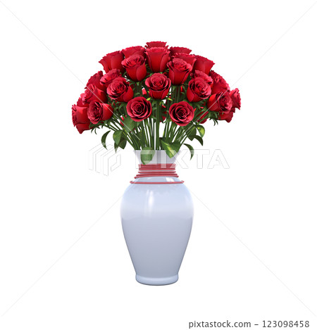 decorative flower in a pot isolate on a transparent background, 3D illustration, cg render 123098458