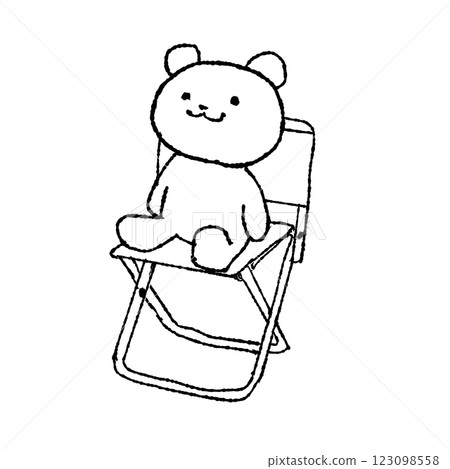坐在露營椅上的可愛熊 123098558
