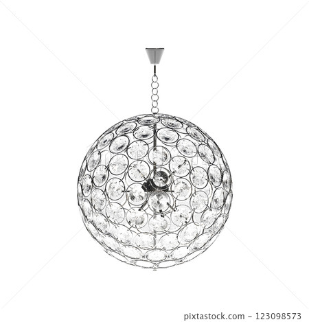 crystal chandelier for the interior isolated on transparent background, home lighting, 3D illustration, cg render 123098573