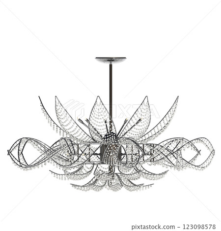 crystal chandelier for the interior isolated on transparent background, home lighting, 3D illustration, cg render crystal chandelier for the interior isolated on transparent background, home lighting, 3D illustration, cg render 123098578