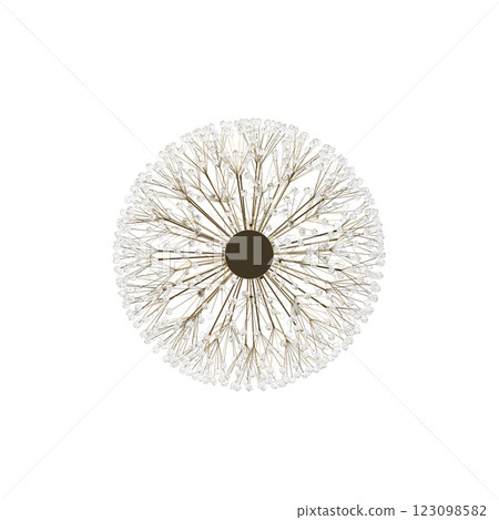 crystal chandelier for the interior isolated on transparent background, home lighting, 3D illustration, cg render 123098582