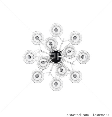 crystal chandelier for the interior isolated on transparent background, home lighting, 3D illustration, cg render 123098585