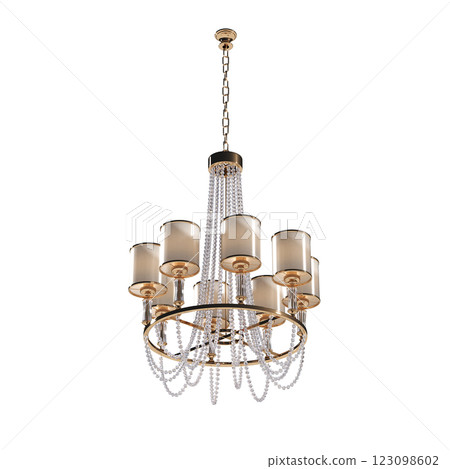 crystal chandelier for the interior isolated on transparent background, home lighting, 3D illustration, cg render 123098602