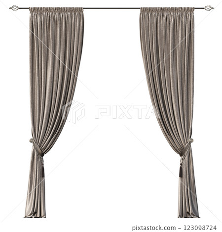 curtain isolated on a transparent background, interior decorations, 3D illustration, cg render 123098724