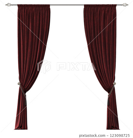 curtain isolated on a transparent background, interior decorations, 3D illustration, cg render 123098725