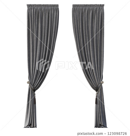 curtain isolated on a transparent background, interior decorations, 3D illustration, cg render 123098726