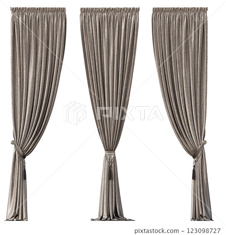 curtain isolated on a transparent background, interior decorations, 3D illustration, cg render 123098727