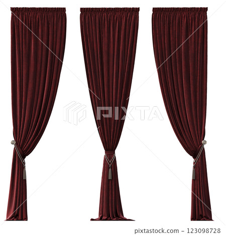 curtain isolated on a transparent background, interior decorations, 3D illustration, cg render curtain isolated on a transparent background, interior decorations, 3D illustration, cg render 123098728