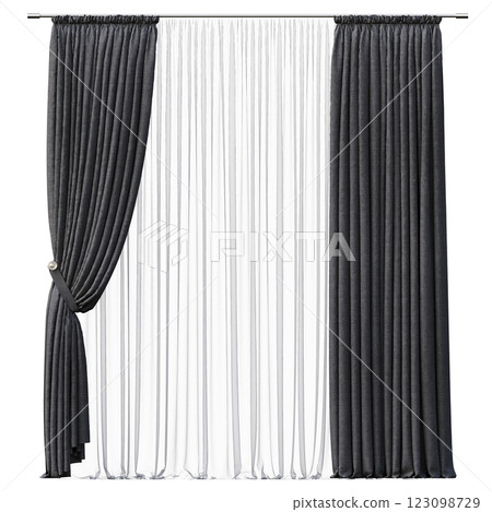 curtain isolated on a transparent background, interior decorations, 3D illustration, cg render curtain isolated on a transparent background, interior decorations, 3D illustration, cg render 123098729