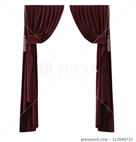 curtain isolated on a transparent background, interior decorations, 3D illustration, cg render 123098735
