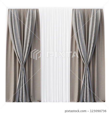 curtain isolated on a transparent background, interior decorations, 3D illustration, cg render curtain isolated on a transparent background, interior decorations, 3D illustration, cg render 123098736