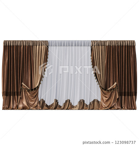 curtain isolated on a transparent background, interior decorations, 3D illustration, cg render curtain isolated on a transparent background, interior decorations, 3D illustration, cg render 123098737