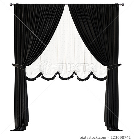 curtain isolated on a transparent background, interior decorations, 3D illustration, cg render 123098741