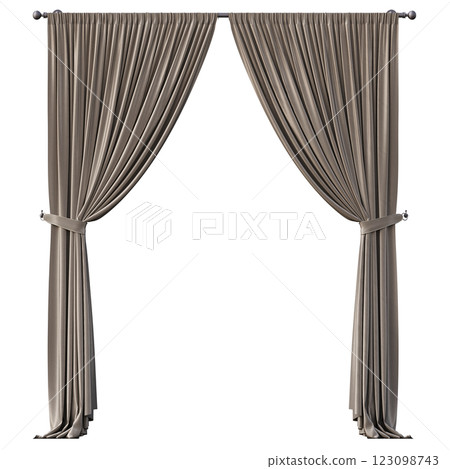 curtain isolated on a transparent background, interior decorations, 3D illustration, cg render 123098743