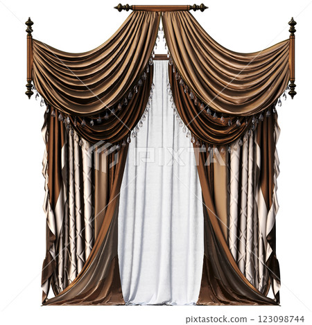 curtain isolated on a transparent background, interior decorations, 3D illustration, cg render curtain isolated on a transparent background, interior decorations, 3D illustration, cg render 123098744