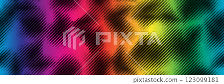 Abstract spots with slant halftone lines on rainbow bg as a seamless pattern Abstract spots with slant halftone lines on rainbow bg as a seamless pattern 123099181