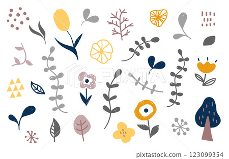 一組可愛的手繪斯堪的納維亞風格插圖 123099354