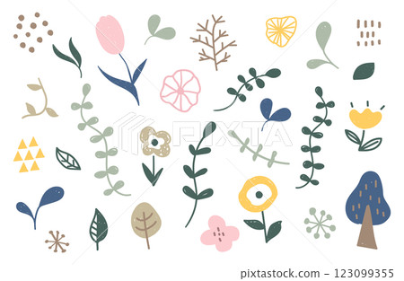 一組可愛的手繪斯堪的納維亞風格插圖 一組可愛的手繪斯堪的納維亞風格插圖 123099355