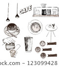 I drew the stylish goods and atmosphere of the cafe. 123099428