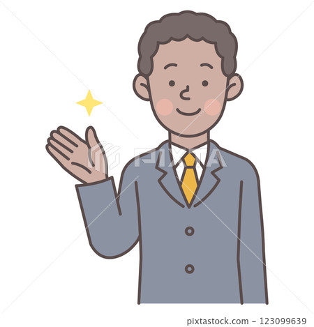 A black man in a suit giving a tour 123099639