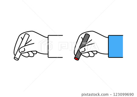 一個人的手拿著郵票的圖示集 123099690