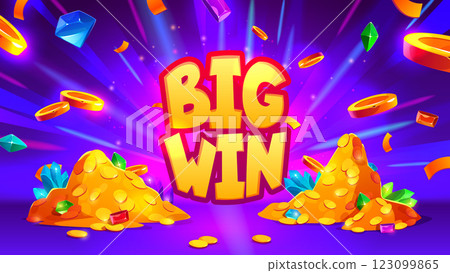 Big Win jackpot banner with flying coins Big Win jackpot banner with flying coins 123099865