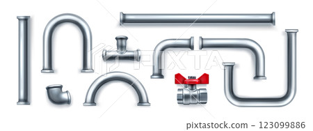 Plumbing 3d metal pipe elements set Plumbing 3d metal pipe elements set 123099886