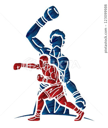 Group of Boxer Ultimate Fighter Boxing Sport Mix  Action Muay Thai Cartoon Graphic Vector 123099986
