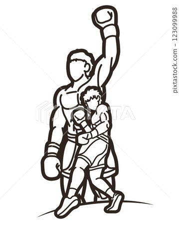 Group of Boxer Ultimate Fighter Boxing Sport Mix  Action Muay Thai Cartoon Graphic Vector 123099988
