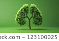 Tree Shaped Like Lungs on Green Background 123100025
