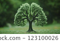 Tree Shaped Like Lungs on Green Background 123100026