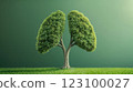 Tree Shaped Like Lungs on Green Background 123100027