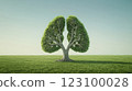 Tree Shaped Like Lungs on Green Background 123100028