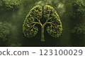 Tree Shaped Like Lungs on Green Background 123100029